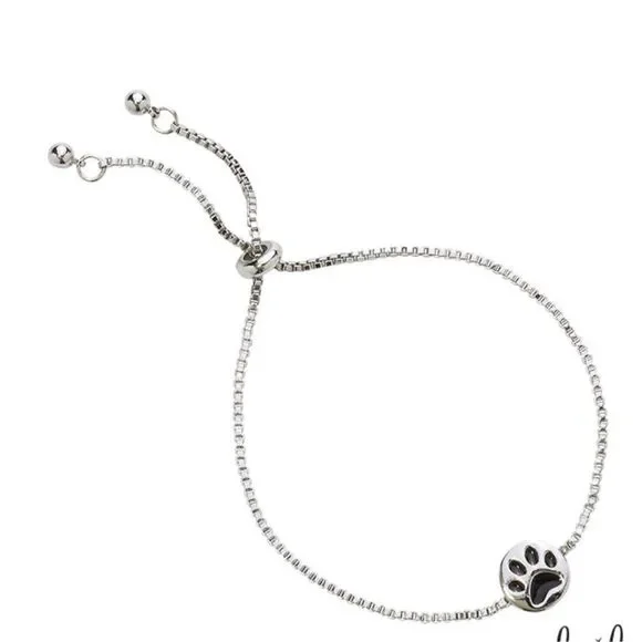 🐶🐾 ANIMAL DOG LOVER PAWS BRACELET SILVER SLIDE Kids or Adult - Picture 1 of 6